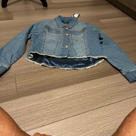 Universal Thread Jackets & Blazers - Cropped Denim Jacket with Frayed Hem